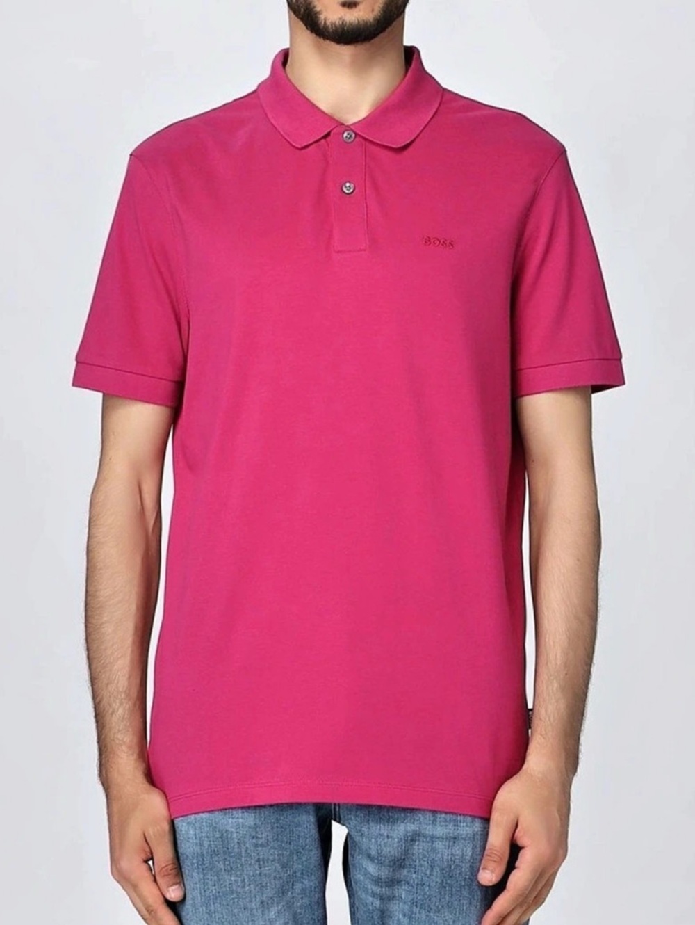 BOSS Men's Cotton Polo Pink Size Medium Like New